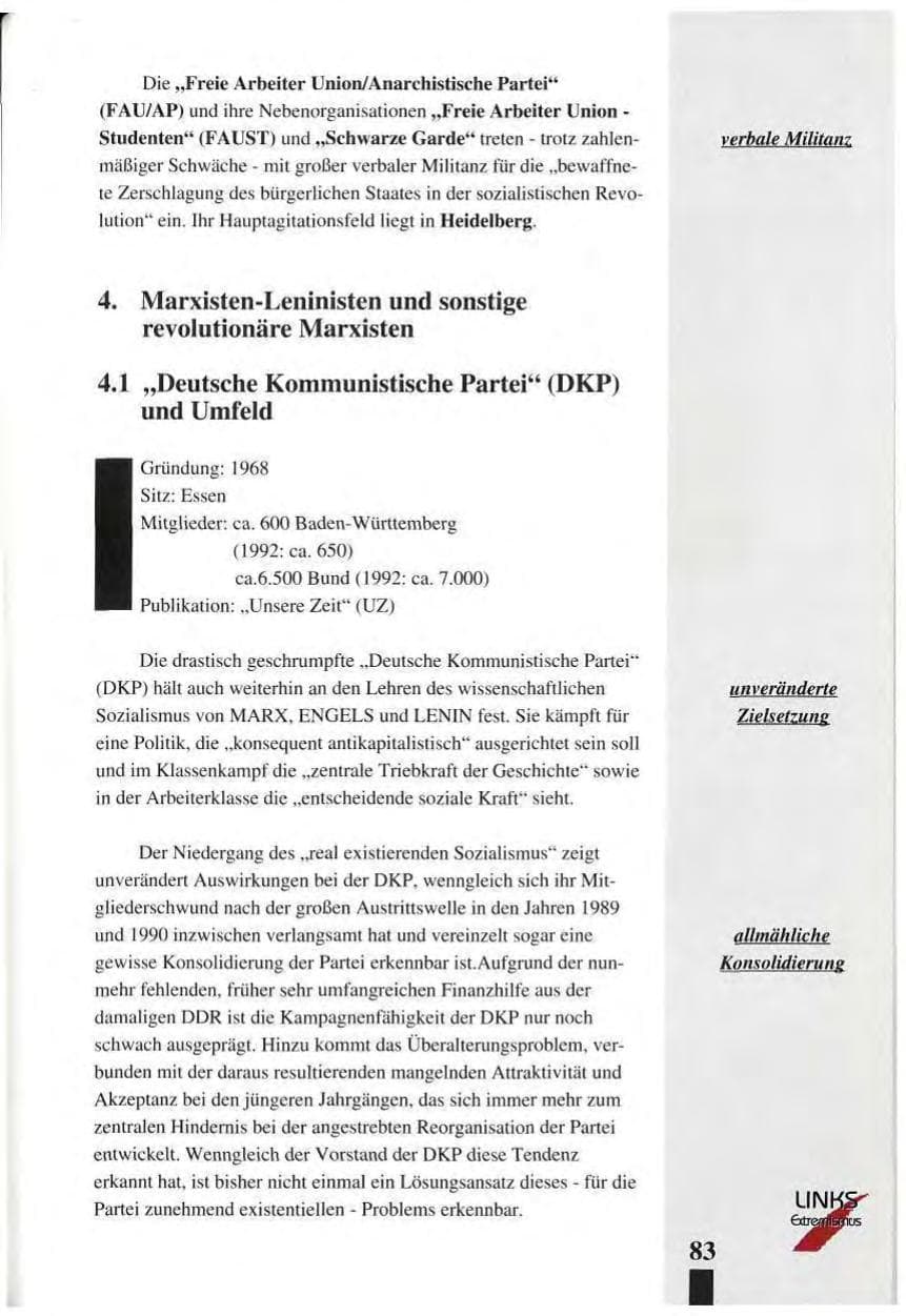 Seite 87 des Verfassungsschutzbericht 1993 Baden-Württemberg