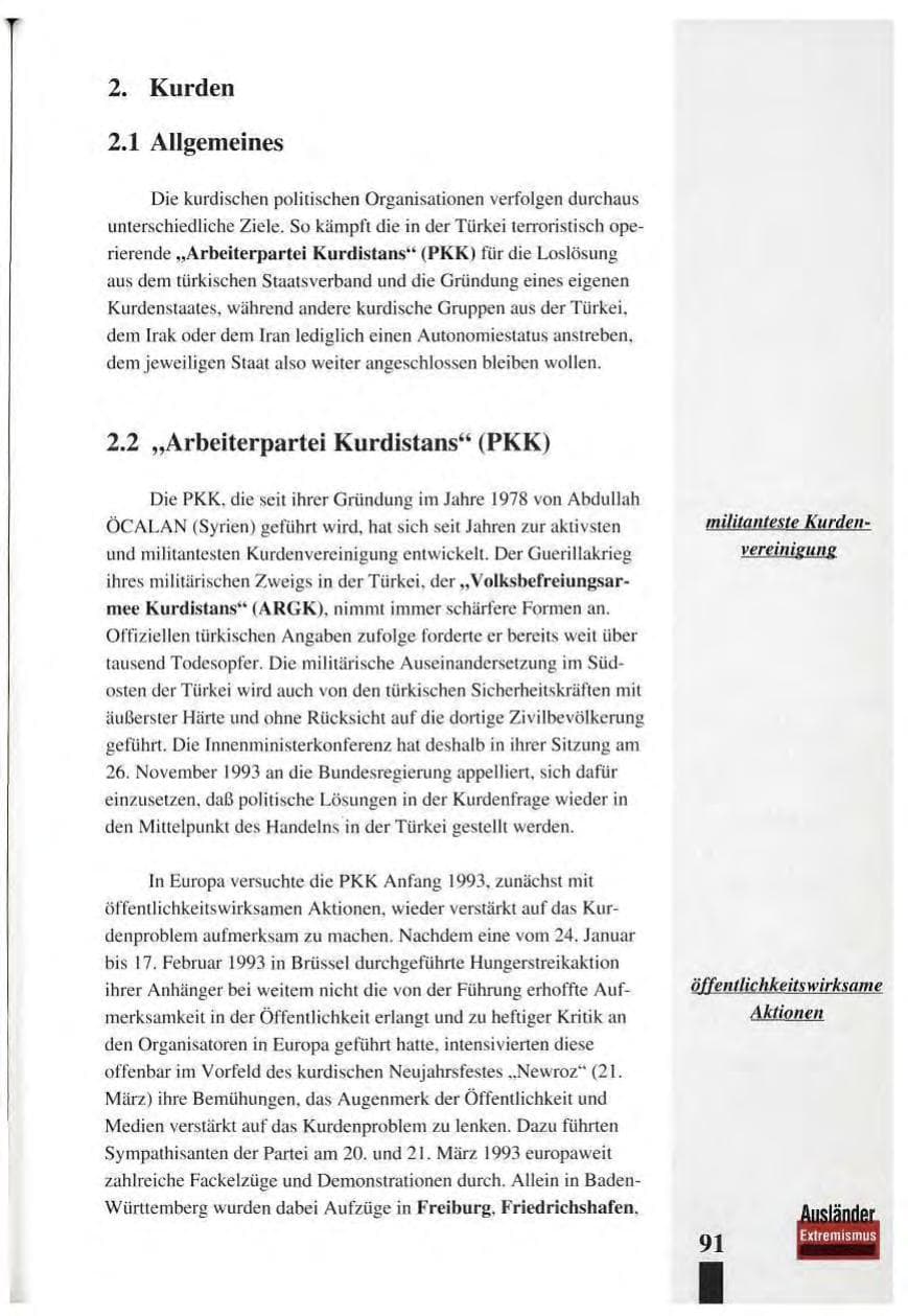 Seite 95 des Verfassungsschutzbericht 1993 Baden-Württemberg