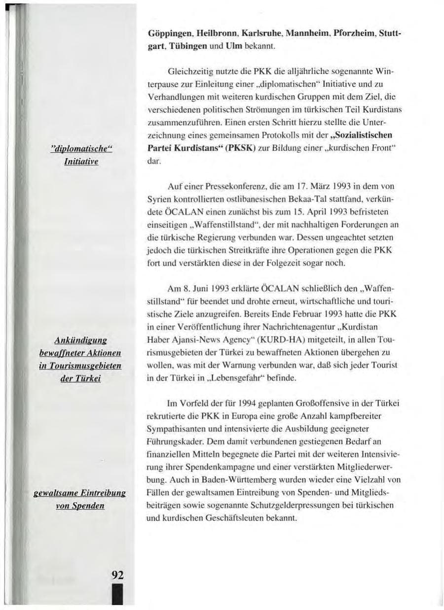 Seite 96 des Verfassungsschutzbericht 1993 Baden-Württemberg