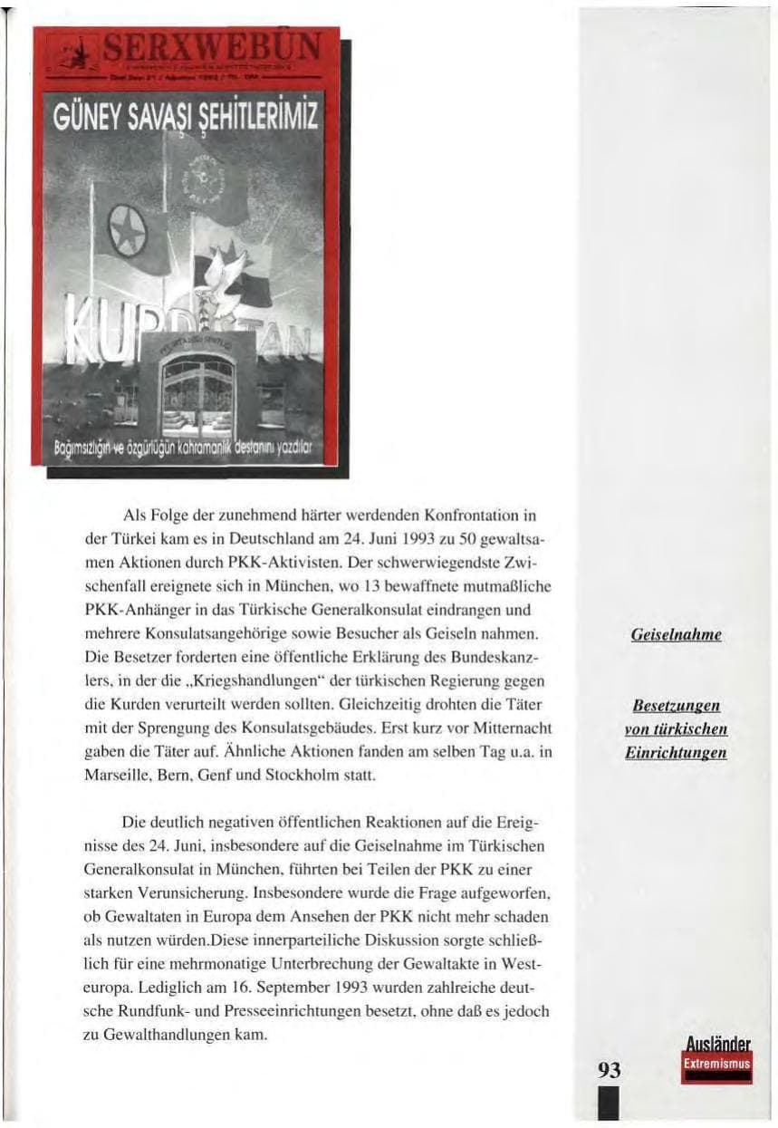 Seite 97 des Verfassungsschutzbericht 1993 Baden-Württemberg