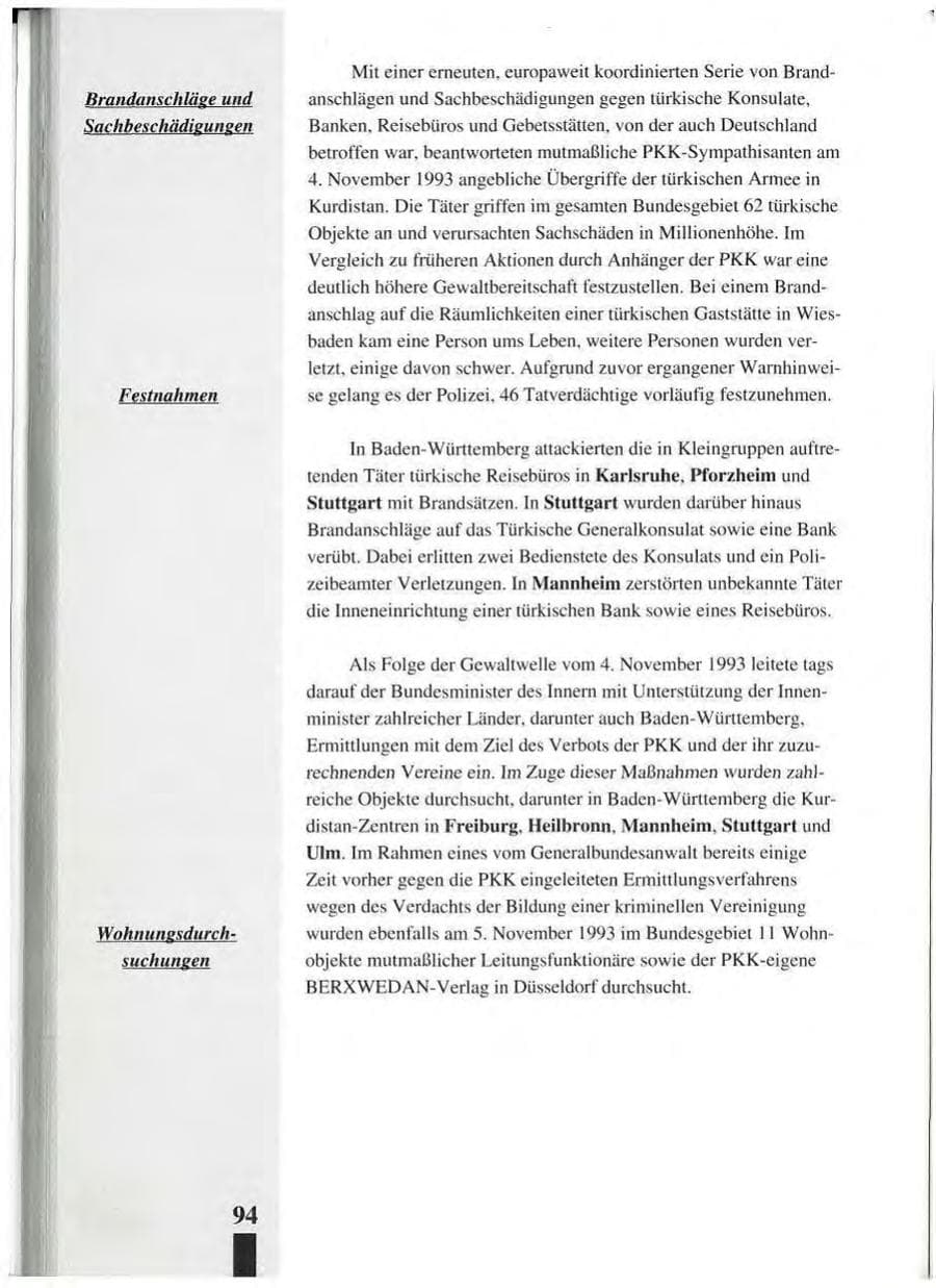 Seite 98 des Verfassungsschutzbericht 1993 Baden-Württemberg