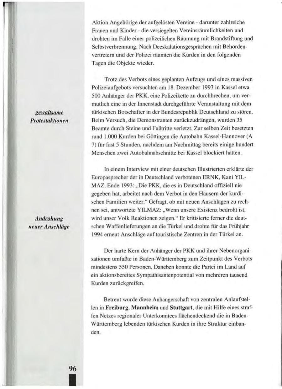 Seite 100 des Verfassungsschutzbericht 1993 Baden-Württemberg