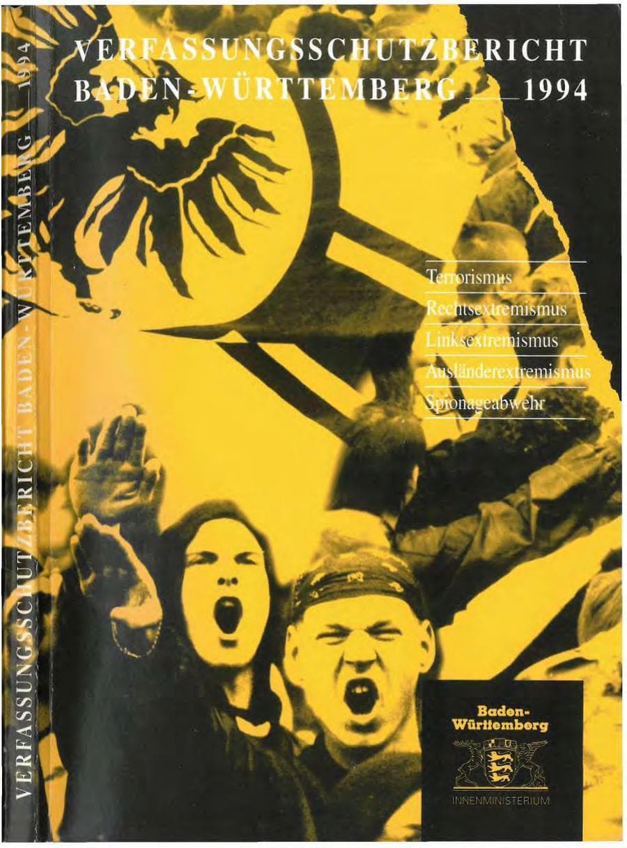 Seite 1 des Verfassungsschutzbericht 1994 Baden-Württemberg