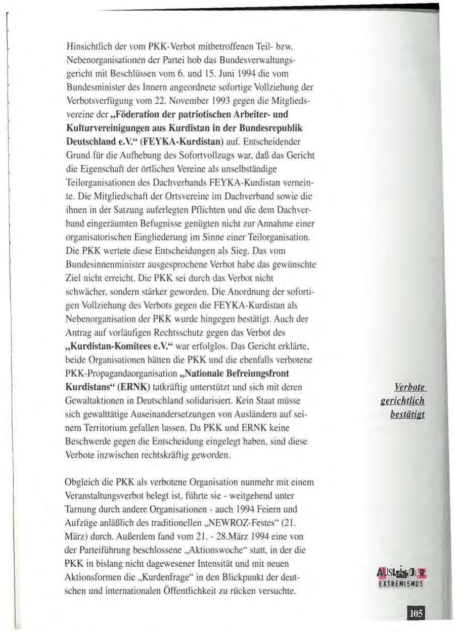 Seite 109 des Verfassungsschutzbericht 1994 Baden-Württemberg