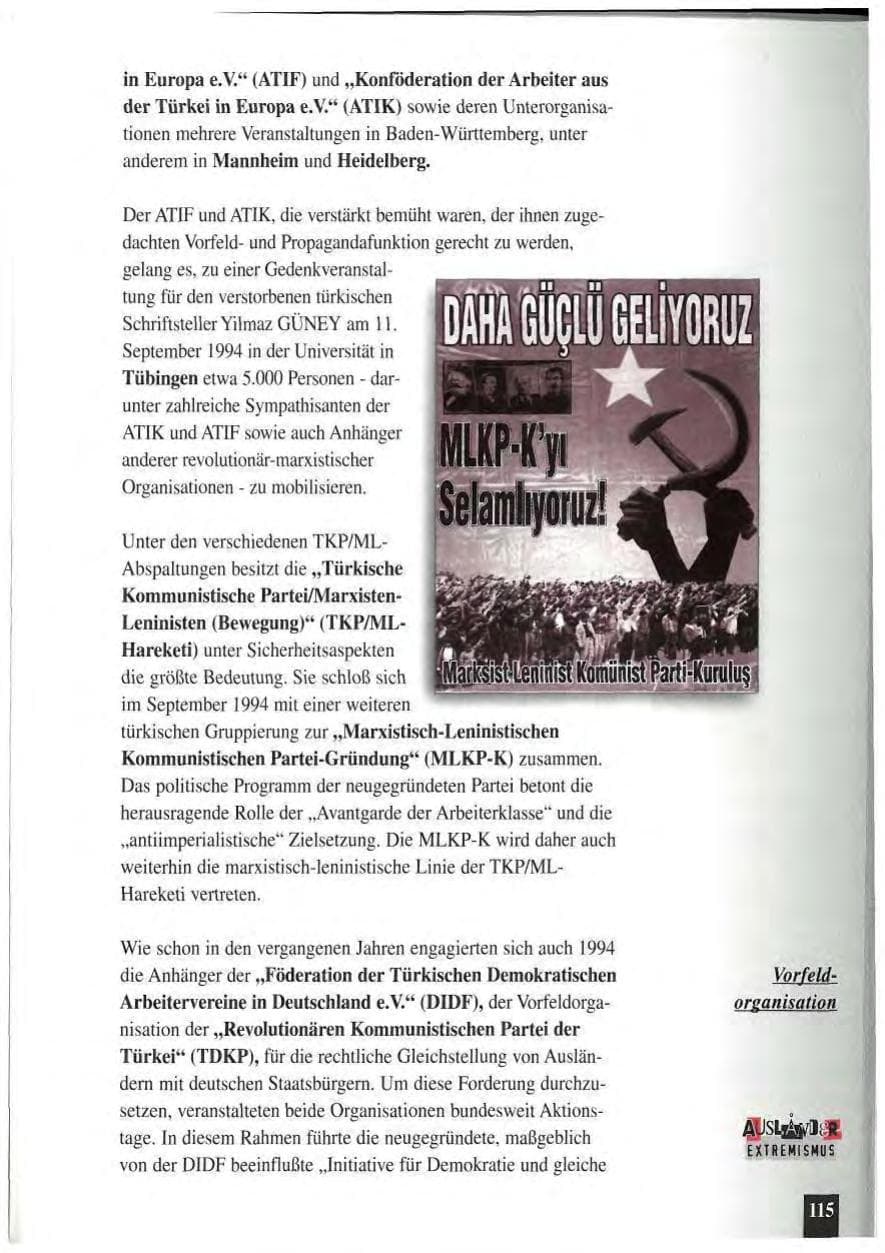 Seite 119 des Verfassungsschutzbericht 1994 Baden-Württemberg