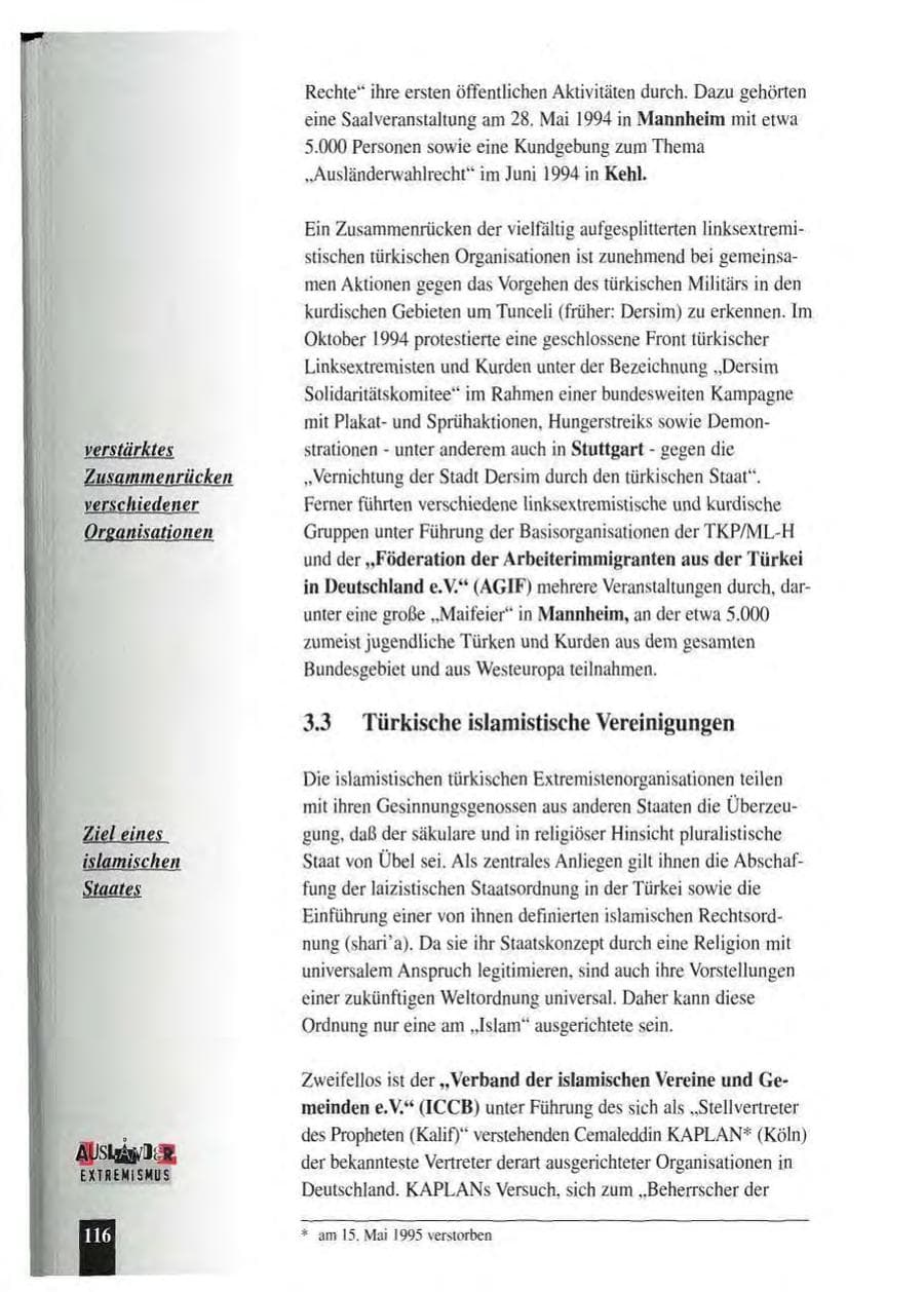 Seite 120 des Verfassungsschutzbericht 1994 Baden-Württemberg