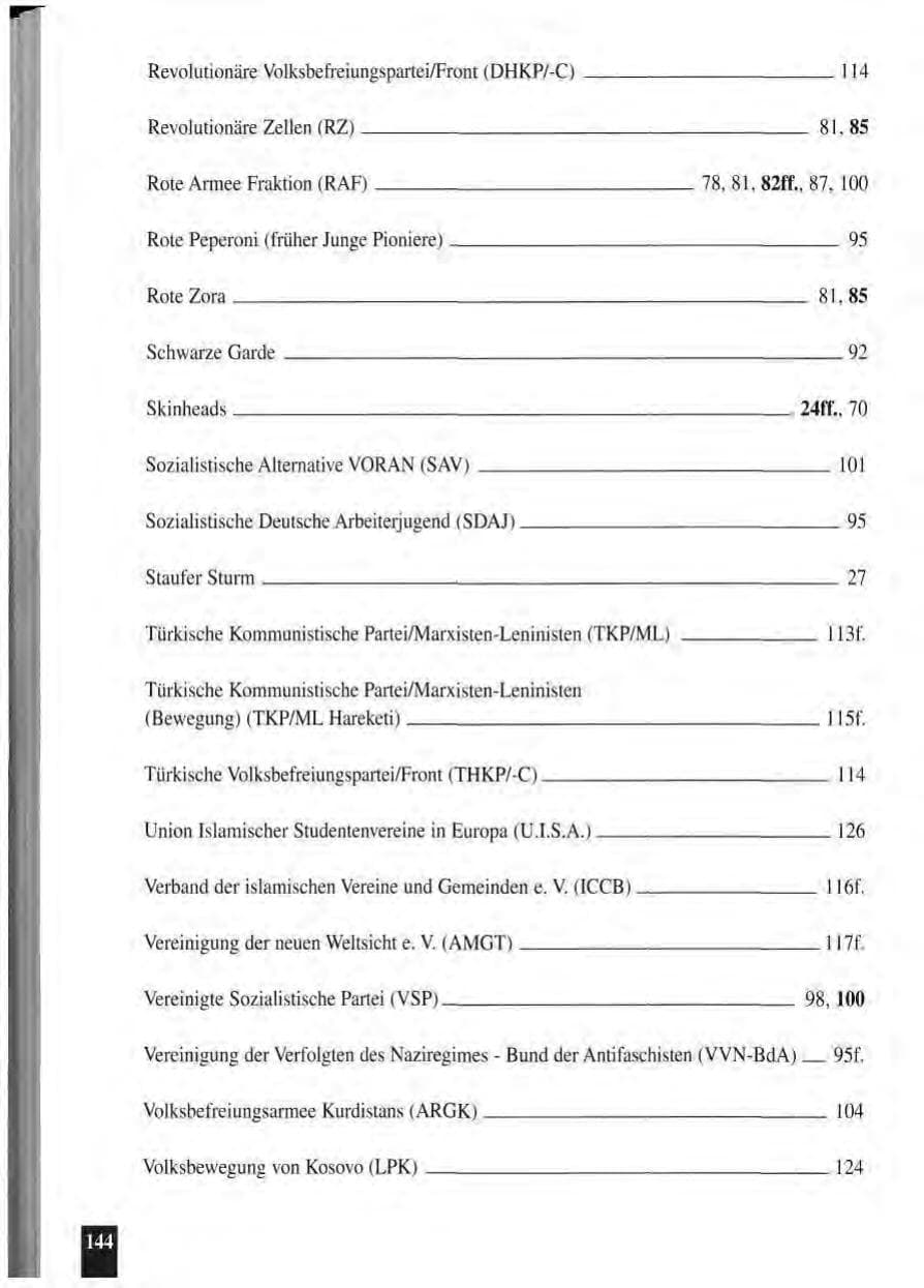 Seite 148 des Verfassungsschutzbericht 1994 Baden-Württemberg