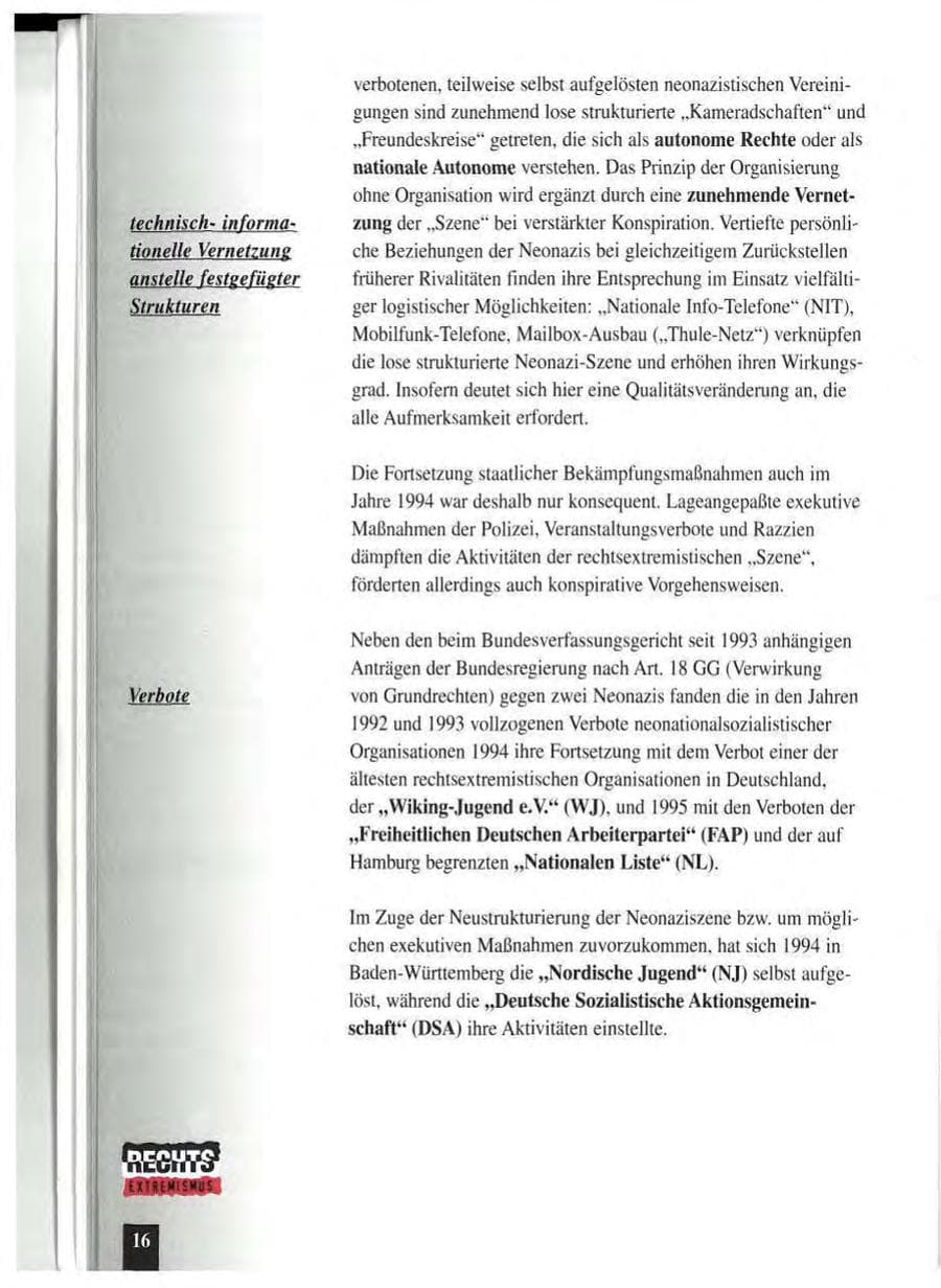 Seite 20 des Verfassungsschutzbericht 1994 Baden-Württemberg