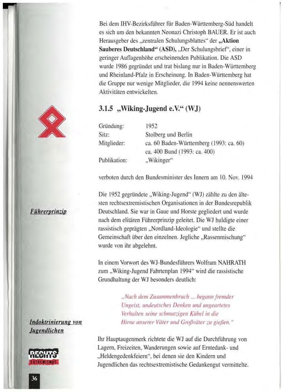 Seite 40 des Verfassungsschutzbericht 1994 Baden-Württemberg