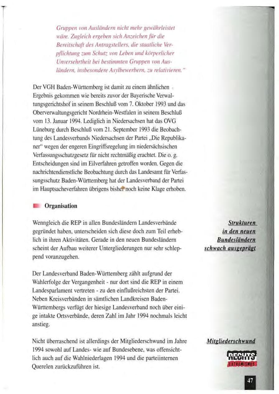 Seite 51 des Verfassungsschutzbericht 1994 Baden-Württemberg