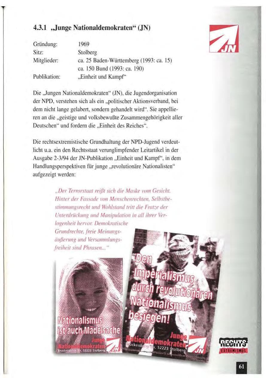 Seite 65 des Verfassungsschutzbericht 1994 Baden-Württemberg