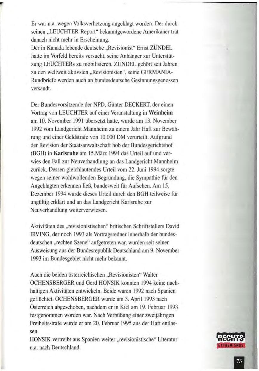 Seite 77 des Verfassungsschutzbericht 1994 Baden-Württemberg