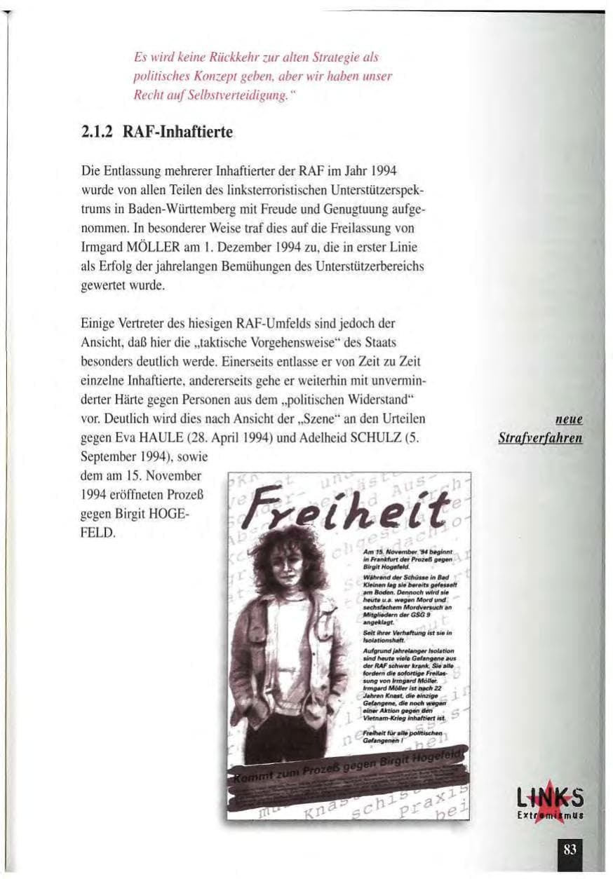 Seite 87 des Verfassungsschutzbericht 1994 Baden-Württemberg
