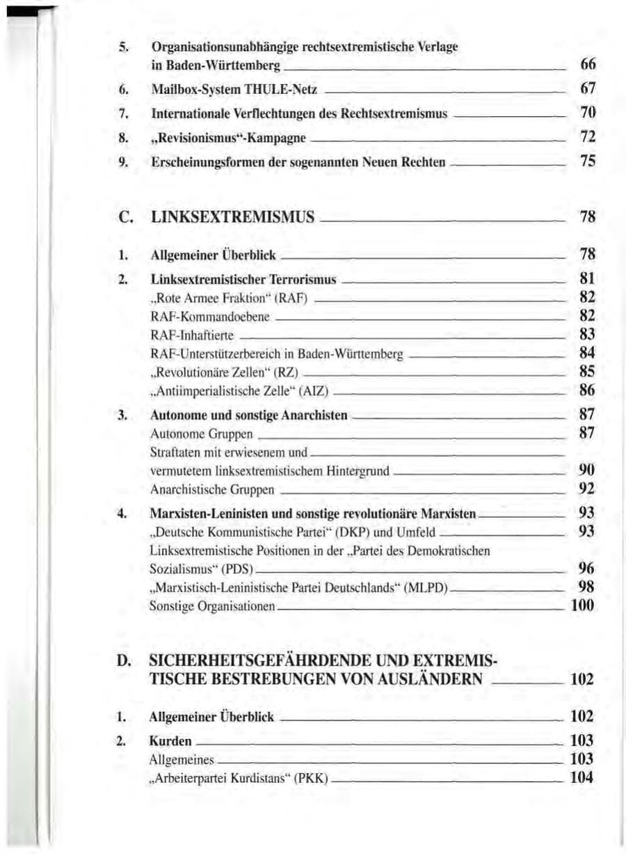 Seite 10 des Verfassungsschutzbericht 1994 Baden-Württemberg