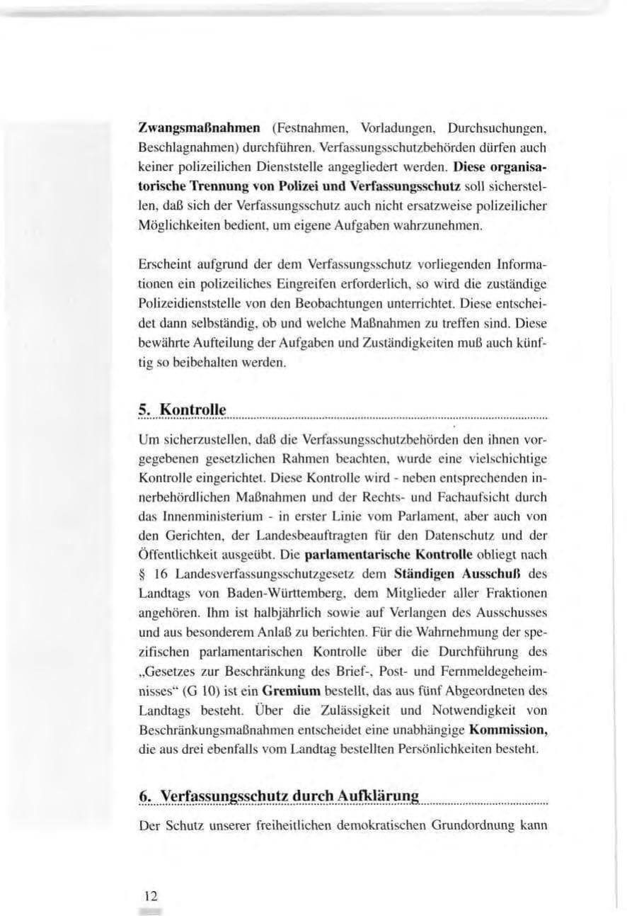 Seite 12 des Verfassungsschutzbericht 1995 Baden-Württemberg
