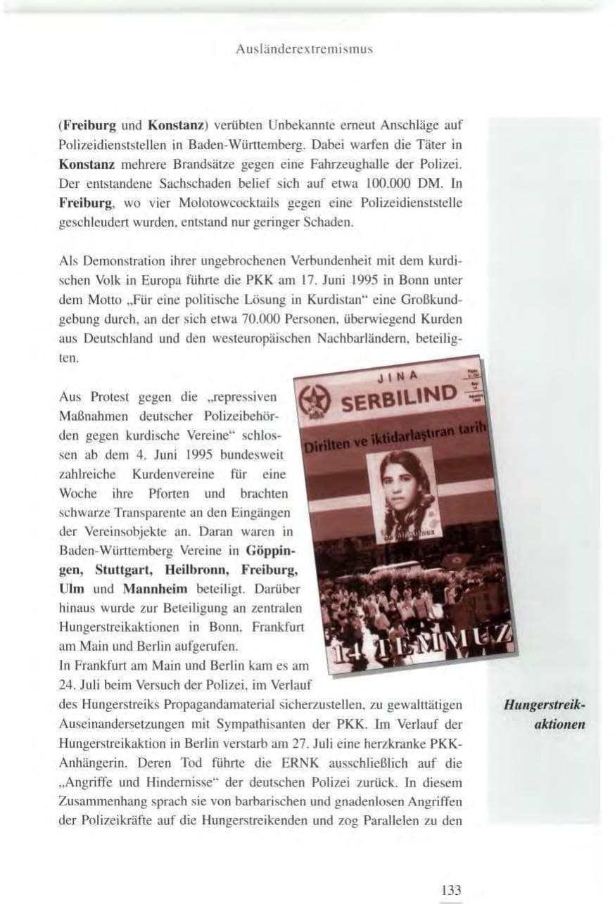 Seite 133 des Verfassungsschutzbericht 1995 Baden-Württemberg
