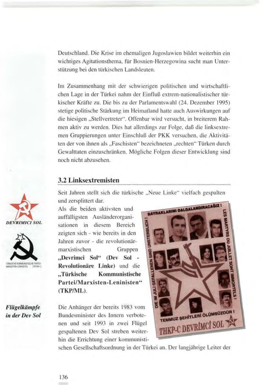 Seite 136 des Verfassungsschutzbericht 1995 Baden-Württemberg