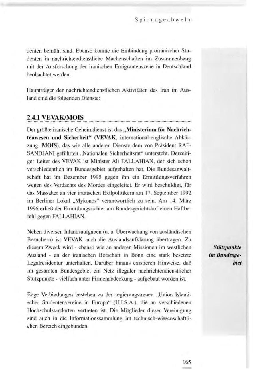 Seite 165 des Verfassungsschutzbericht 1995 Baden-Württemberg