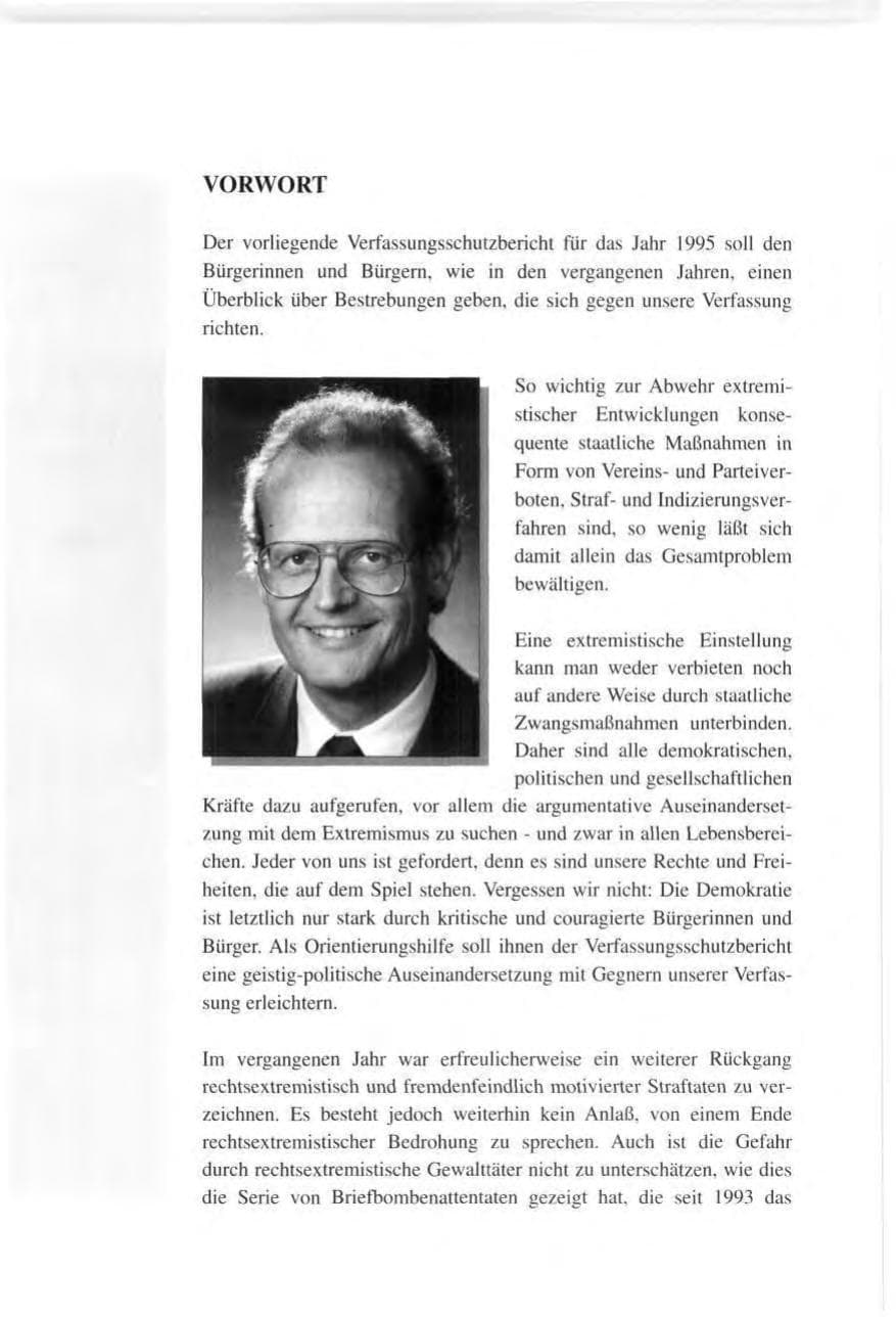 Seite 3 des Verfassungsschutzbericht 1995 Baden-Württemberg
