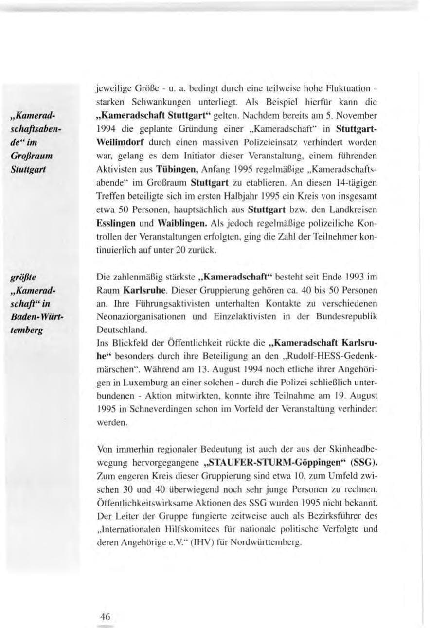 Seite 46 des Verfassungsschutzbericht 1995 Baden-Württemberg