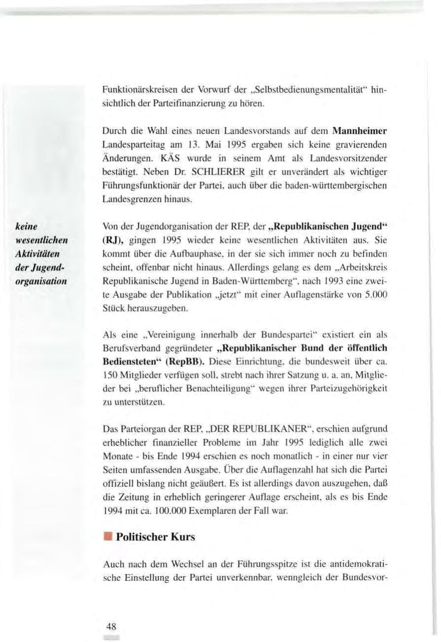 Seite 48 des Verfassungsschutzbericht 1995 Baden-Württemberg