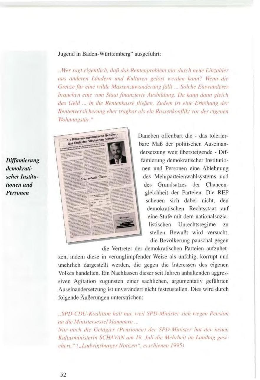 Seite 52 des Verfassungsschutzbericht 1995 Baden-Württemberg