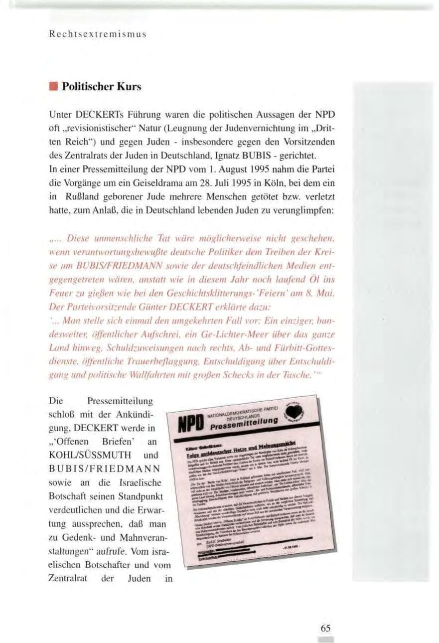 Seite 65 des Verfassungsschutzbericht 1995 Baden-Württemberg