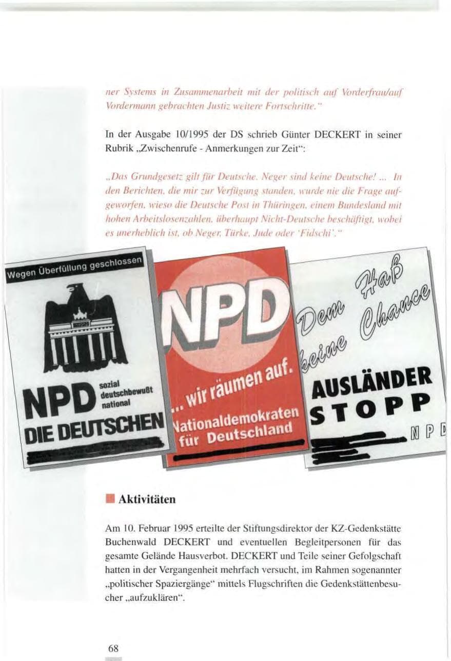 Seite 68 des Verfassungsschutzbericht 1995 Baden-Württemberg