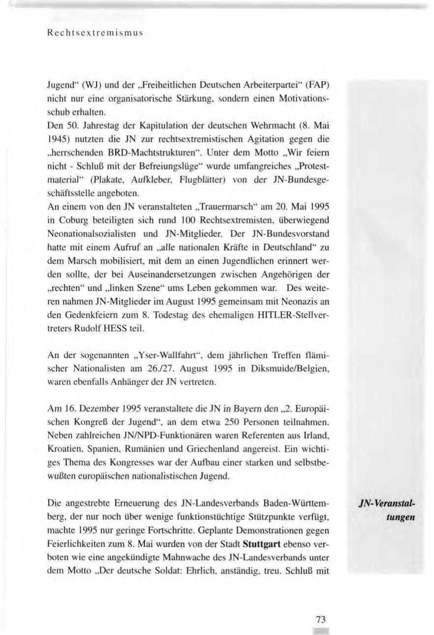Seite 73 des Verfassungsschutzbericht 1995 Baden-Württemberg
