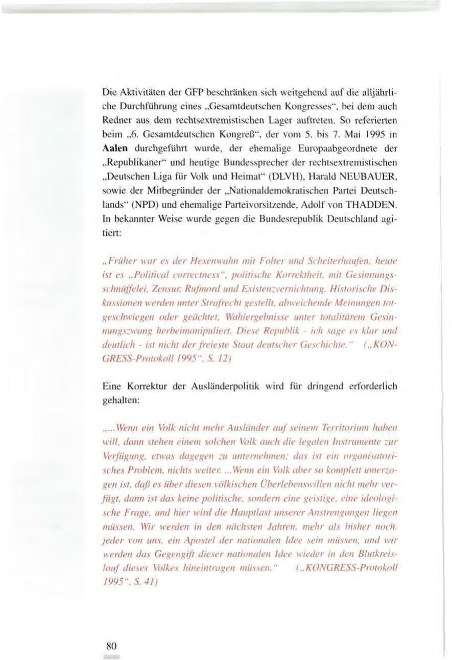 Seite 80 des Verfassungsschutzbericht 1995 Baden-Württemberg