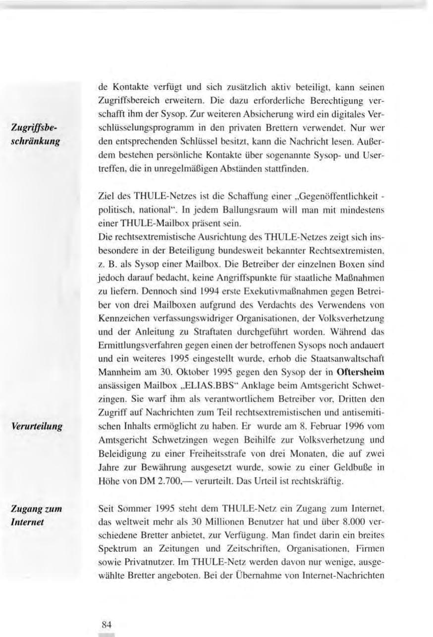 Seite 84 des Verfassungsschutzbericht 1995 Baden-Württemberg