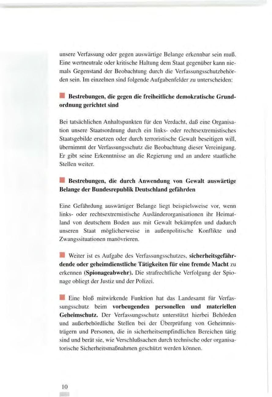 Seite 10 des Verfassungsschutzbericht 1995 Baden-Württemberg