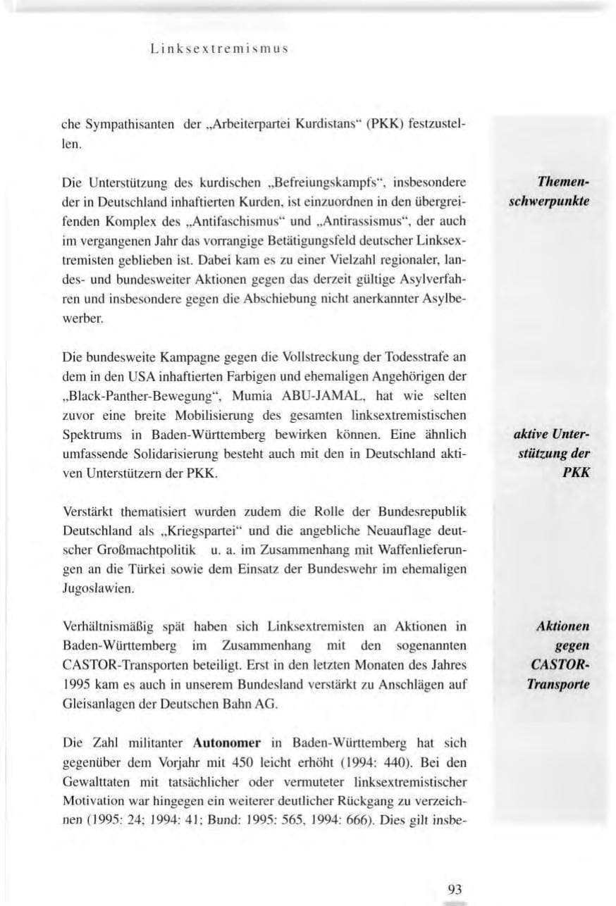 Seite 93 des Verfassungsschutzbericht 1995 Baden-Württemberg