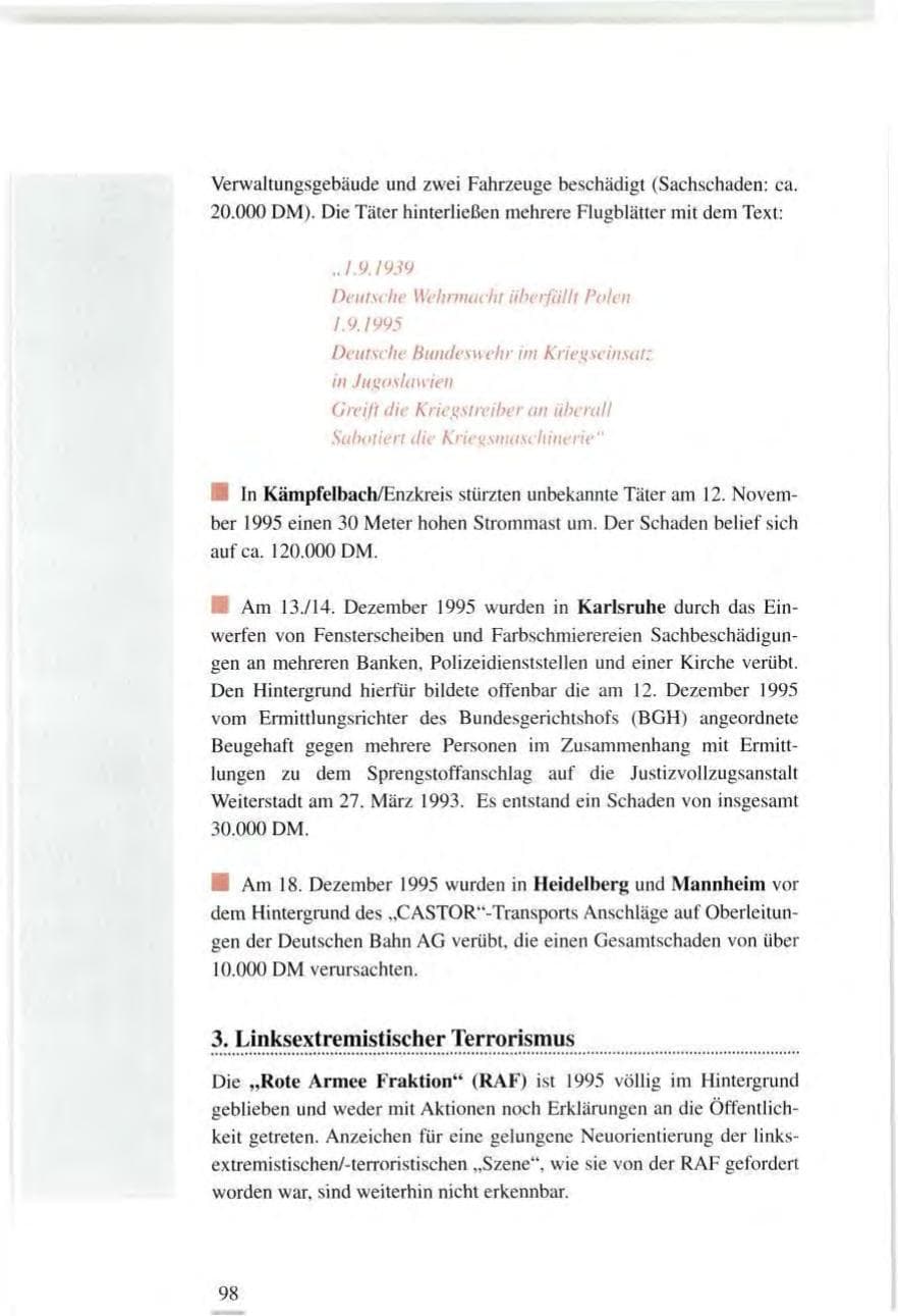 Seite 98 des Verfassungsschutzbericht 1995 Baden-Württemberg