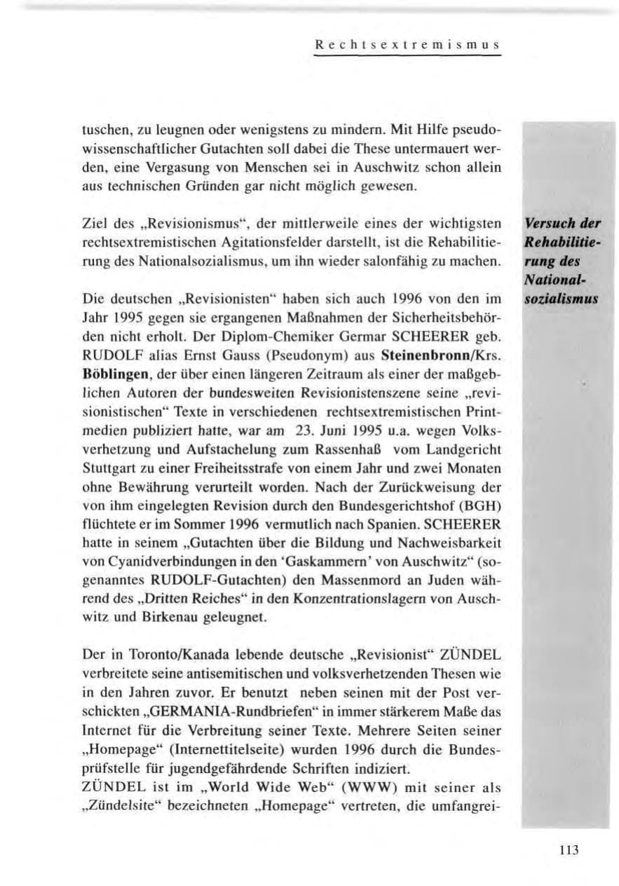 Seite 113 des Verfassungsschutzbericht 1996 Baden-Württemberg