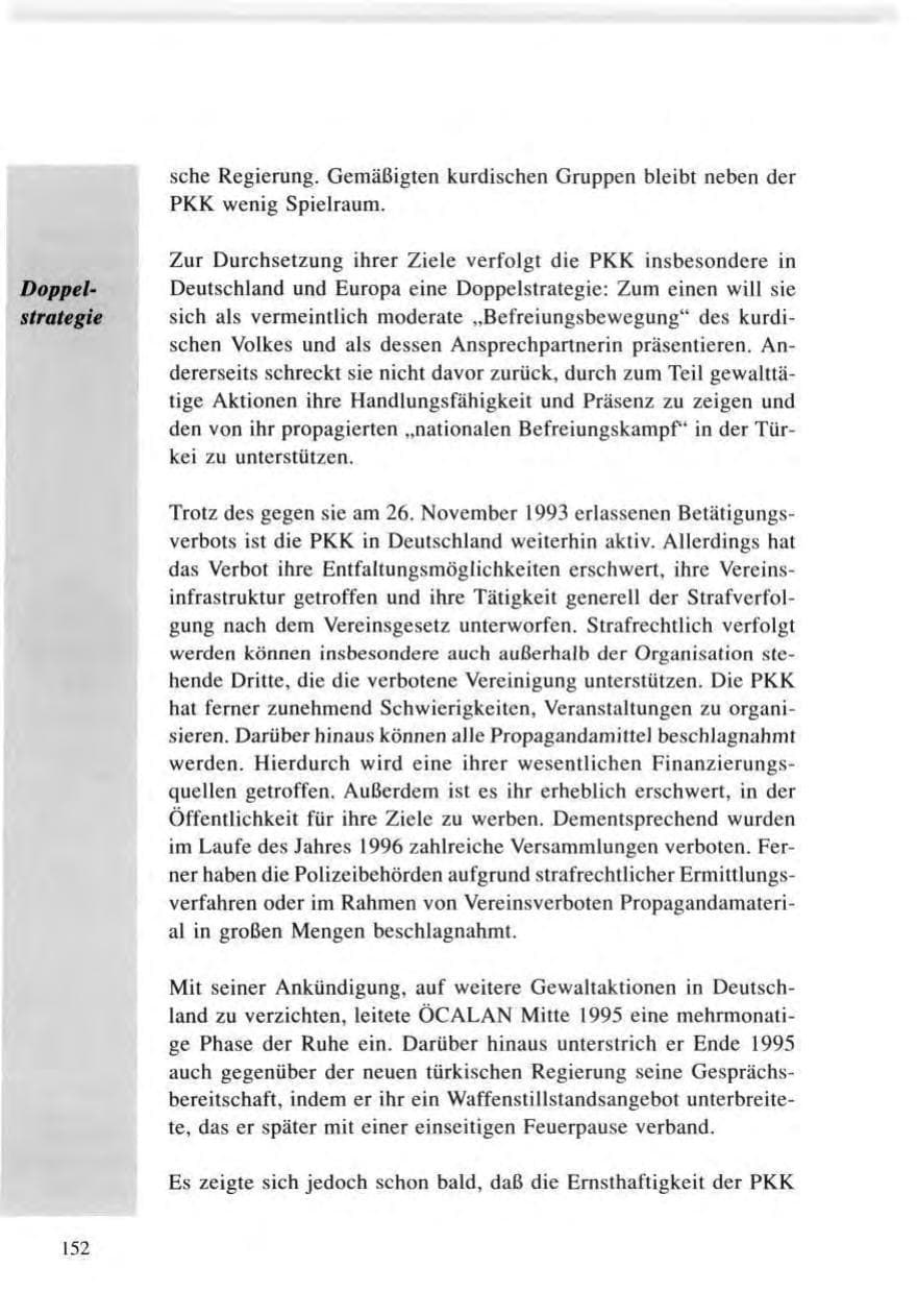 Seite 152 des Verfassungsschutzbericht 1996 Baden-Württemberg