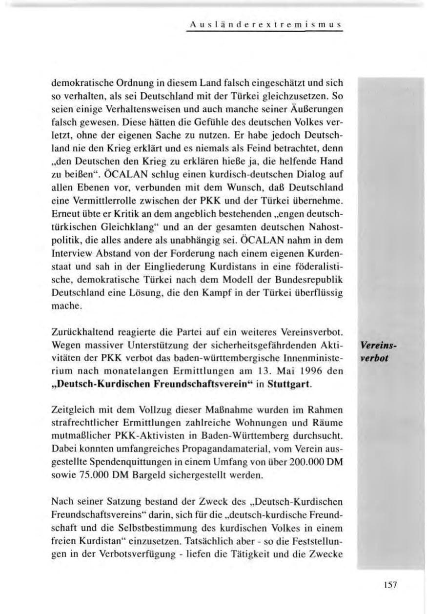 Seite 157 des Verfassungsschutzbericht 1996 Baden-Württemberg
