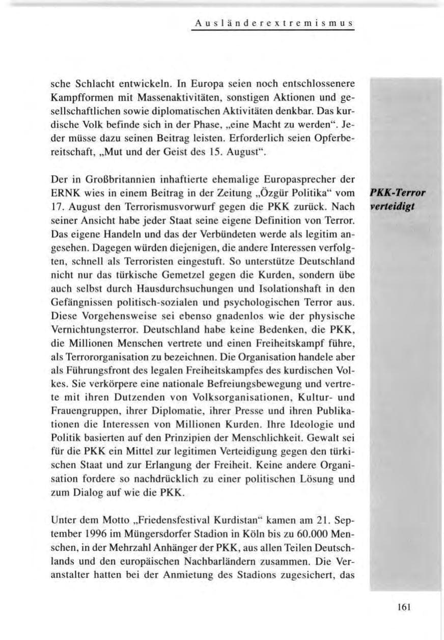 Seite 161 des Verfassungsschutzbericht 1996 Baden-Württemberg