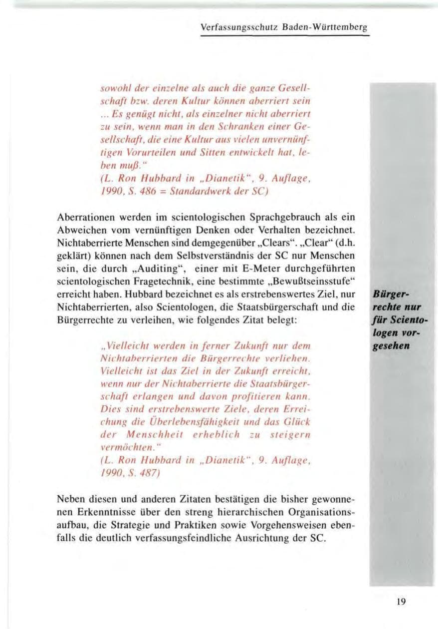 Seite 20 des Verfassungsschutzbericht 1996 Baden-Württemberg