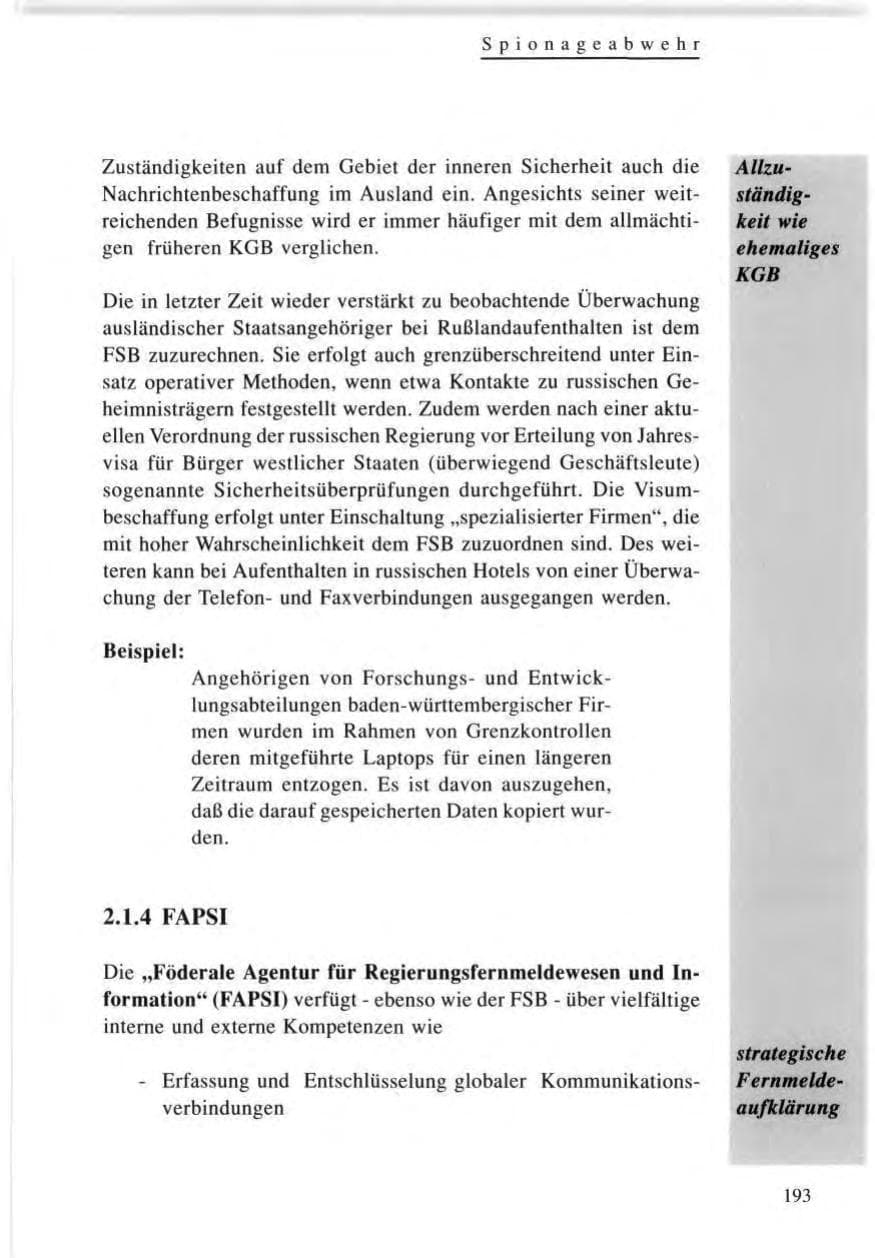 Seite 193 des Verfassungsschutzbericht 1996 Baden-Württemberg