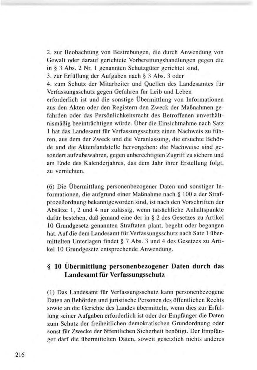 Seite 216 des Verfassungsschutzbericht 1996 Baden-Württemberg