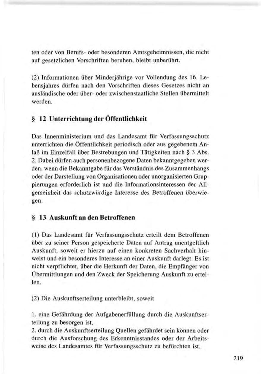 Seite 219 des Verfassungsschutzbericht 1996 Baden-Württemberg
