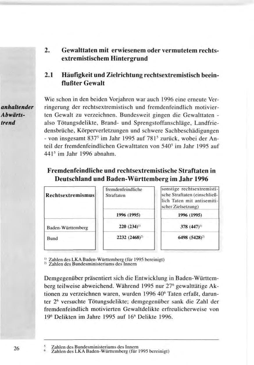 Seite 26 des Verfassungsschutzbericht 1996 Baden-Württemberg
