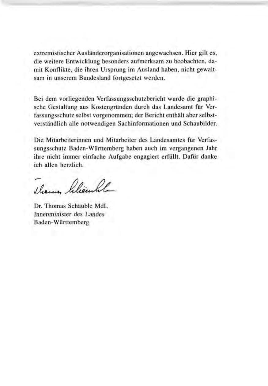 Seite 4 des Verfassungsschutzbericht 1996 Baden-Württemberg