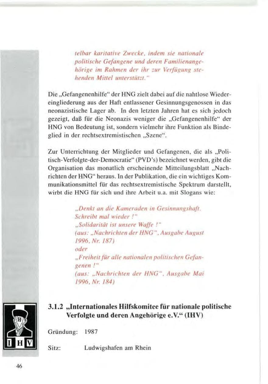 Seite 46 des Verfassungsschutzbericht 1996 Baden-Württemberg