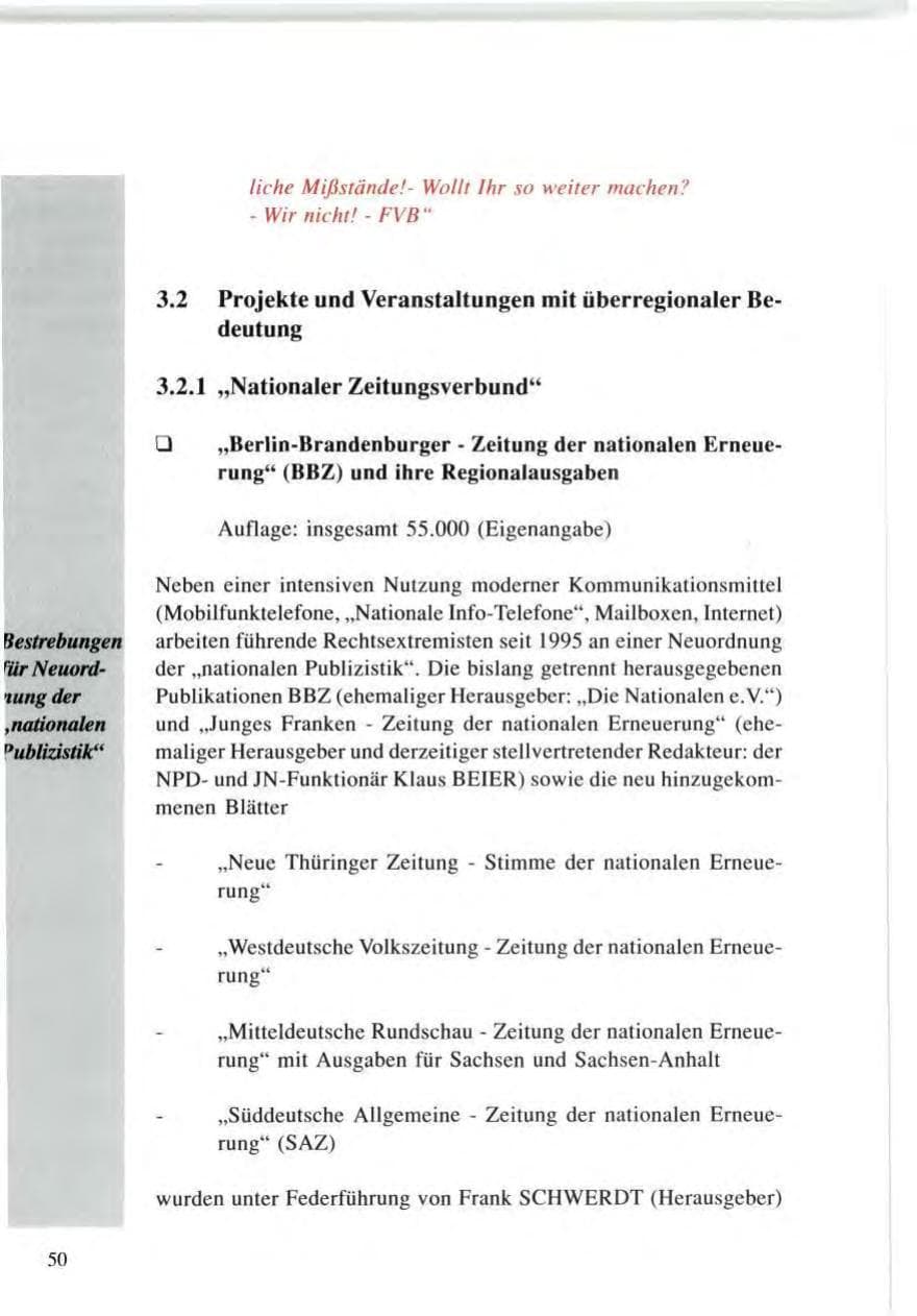 Seite 50 des Verfassungsschutzbericht 1996 Baden-Württemberg