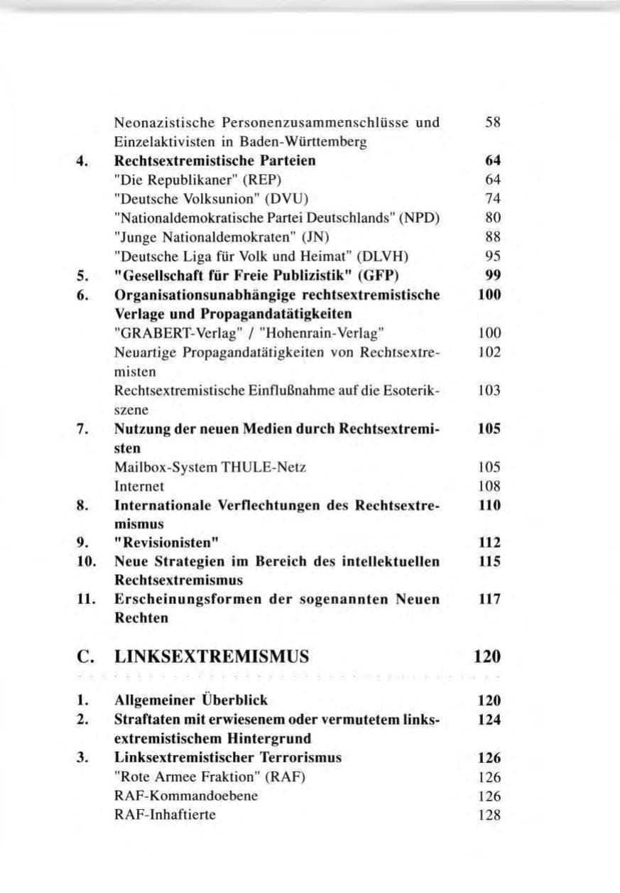 Seite 6 des Verfassungsschutzbericht 1996 Baden-Württemberg