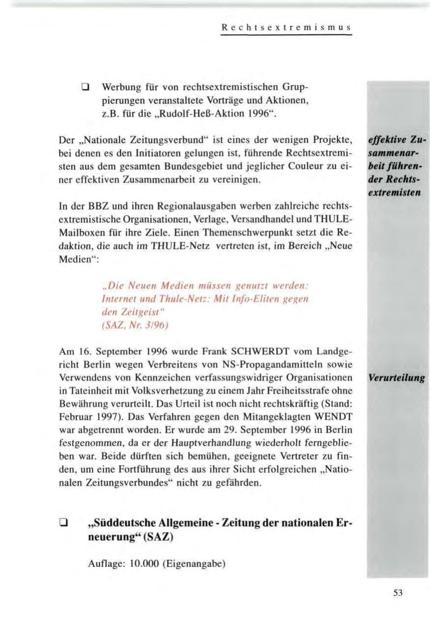 Seite 53 des Verfassungsschutzbericht 1996 Baden-Württemberg