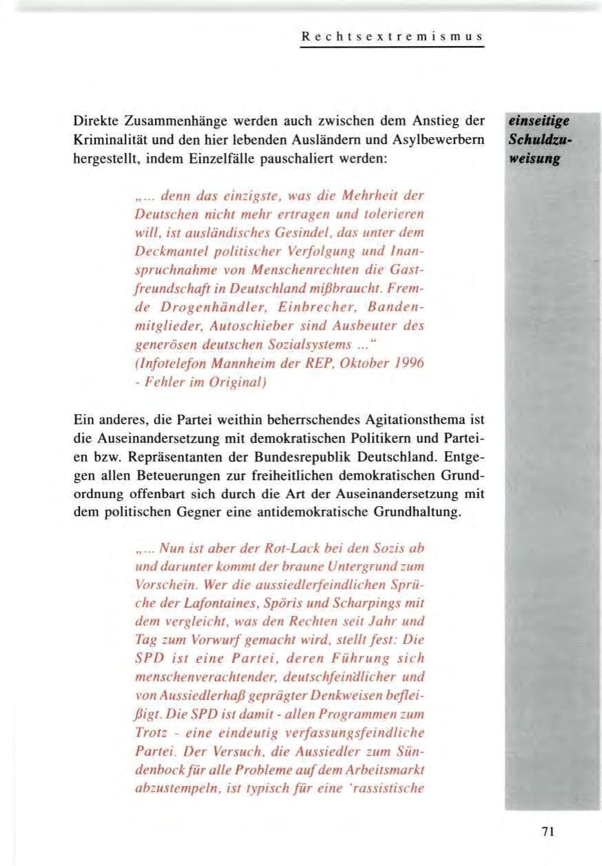 Seite 71 des Verfassungsschutzbericht 1996 Baden-Württemberg