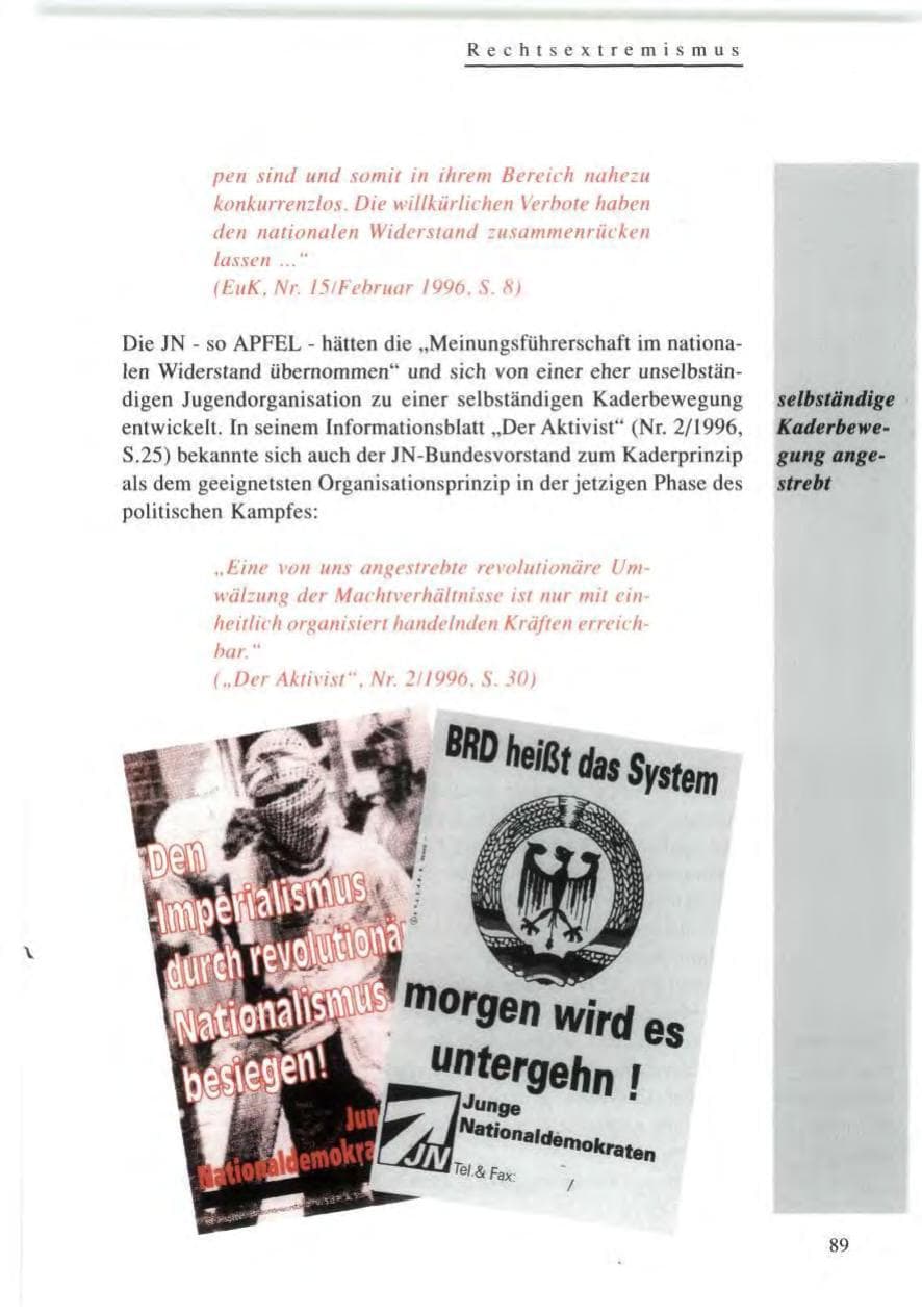 Seite 89 des Verfassungsschutzbericht 1996 Baden-Württemberg